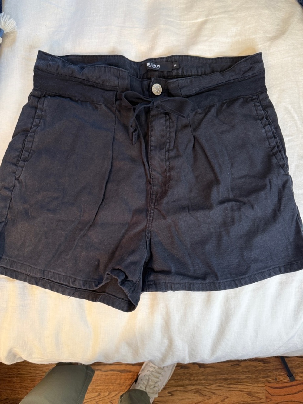 Hudson Jeans Women's Black High-Waist Drawstring Shorts